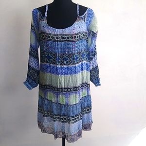 Nicole Miller Artelier Womens Blouse Top Size P petite Small Blue multi New NWT